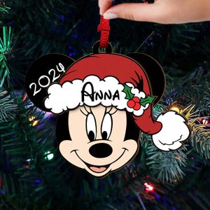 Personalized Minnie Mouse Christmas Ornament, Minnie ornament, Mickey Keepsake, Custom Name Ornament Gift For Kids, Disney Christmas Gifts