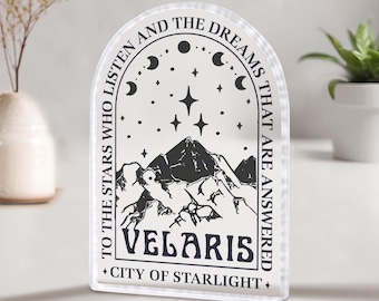 Velaris City of Starlight Acrylic Plaque | ACOTAR Inspired Bookshelf Sign | To The Stars Who Listen Fantasy Bookish Decor | Book Lover Gift