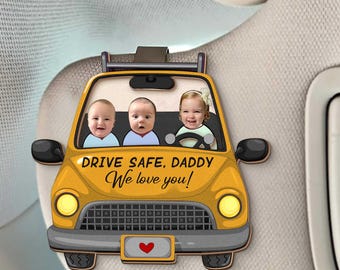 Regalo personalizado para papá, clip de visera de coche personalizado, regalos para esposos, regalos para papá, clip de visera para conducir con seguridad, regalo divertido personalizado para niños