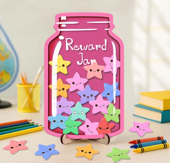 TINGKU 100 Tokens Smiley Face Classroom Reward System Magnetic Jar, Extra Large Class Reward Behavior Jar For Kids, Teacher Reward Incentive Jar For Classroom, Behavior Management Classroom Tools