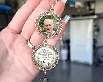 Memorial Rearview Mirror Charm - Memorial Photo Car Charm - In Loving Memory Charm - In Memory Charm for Rearview Mirror - Bereavement Gift