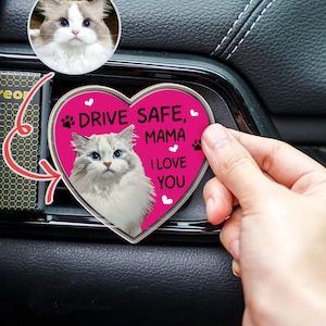 Décoration de clip d&#39;aération de voiture en acrylique personnalisée pour chat/chien/acrylique/aération de voiture vierge/photo personnalisée/ébauches d&#39;aération de voiture/cadeau d&#39;anniversaire Drive Safe