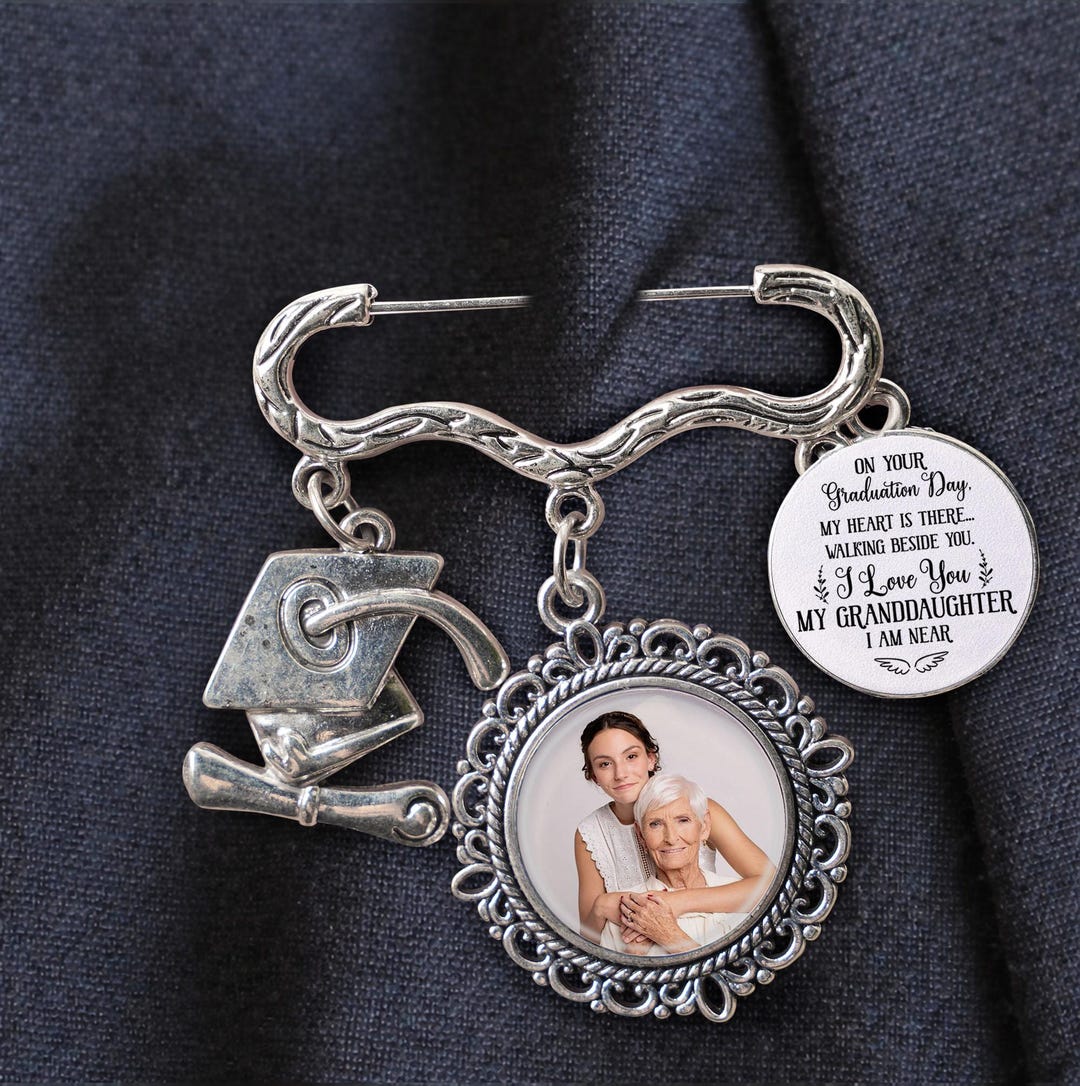 Graduation Memorial Photo Charm Pin, Custom Name Graduation Gift ...