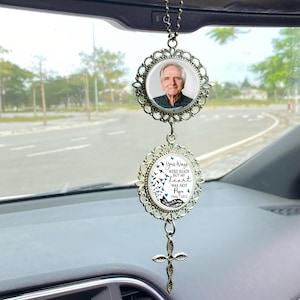 Personalized Memorial Car Charm with Photo, Rearview Mirror Ornament for Loss of Dad Grandpa, Custom In Loving Memory Gift, Bereavement Gift