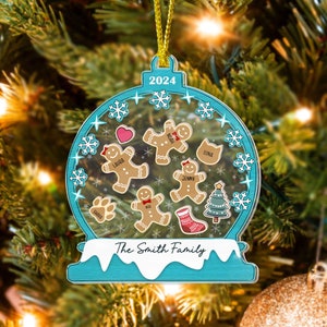 Gingerbread Christmas Family Ornament 2024, 4D Customized Cookie Ornament, Custom Family Ornament 2024, Gingerbread With Hat Family Ornament