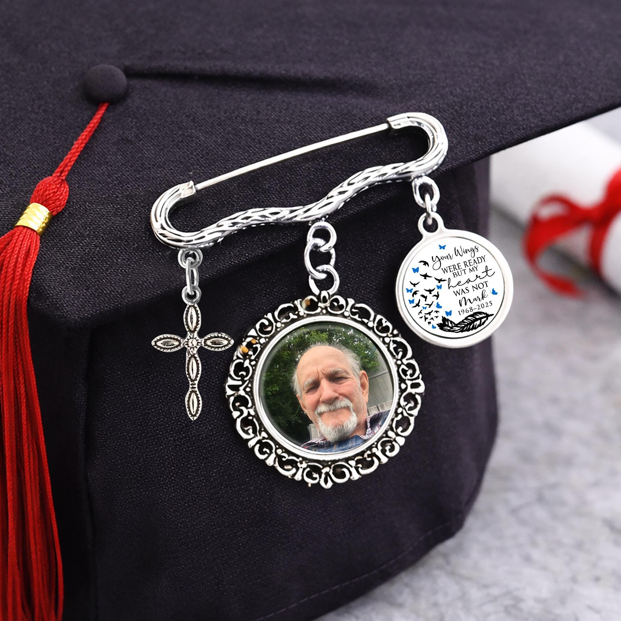 Personalized Memorial Graduation Photo Pin, Custom Photo Brooch ...