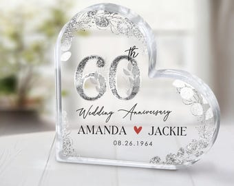 Personalized 60th Anniversary Gift, Diamond Wedding Anniversary Gift, 60th Wedding Anniversary Acrylic Plaque, Gift for Parents Grandparents
