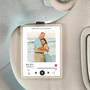 Custom Photo Car Visor Clip For Dad Gifts, Drive Safe Daddy, Personalized Music Prints Photo Frame, Fathers Day Gift For Husband Grandpa