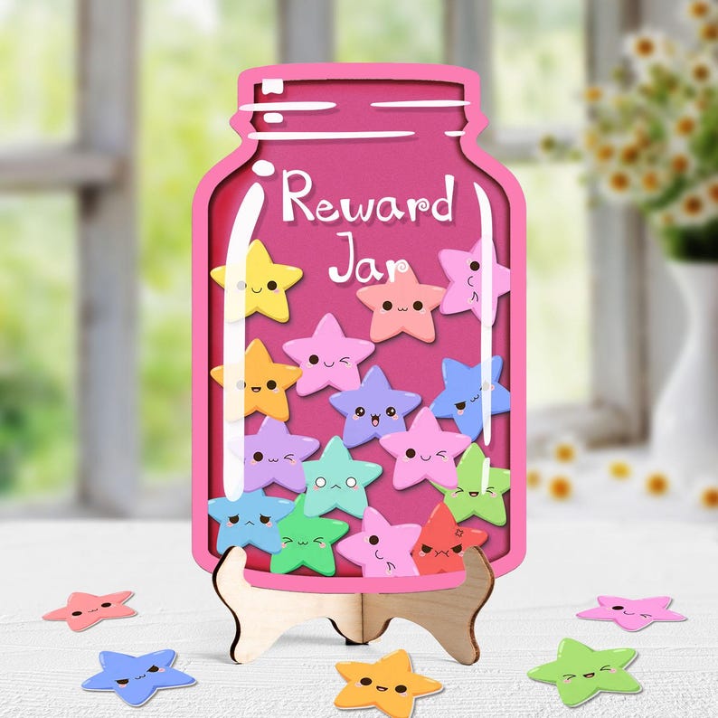 Custom Reward Jar for Kids, Personalized Star Token Behavior Chart ...