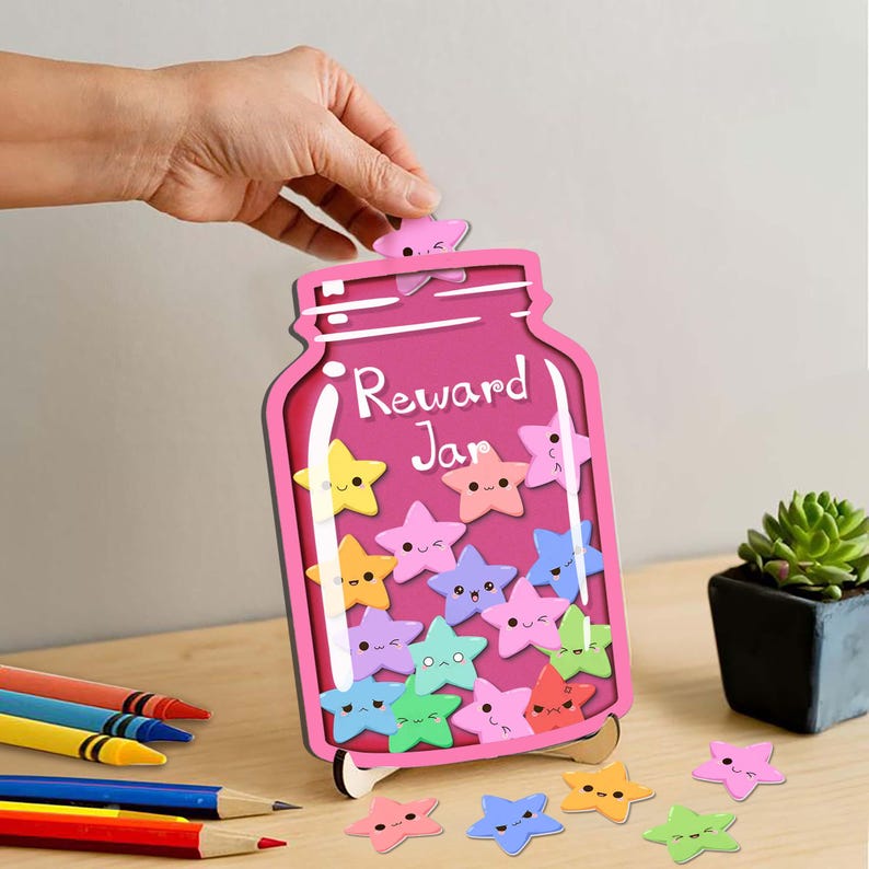 Custom Reward Jar for Kids, Personalized Star Token Behavior Chart ...