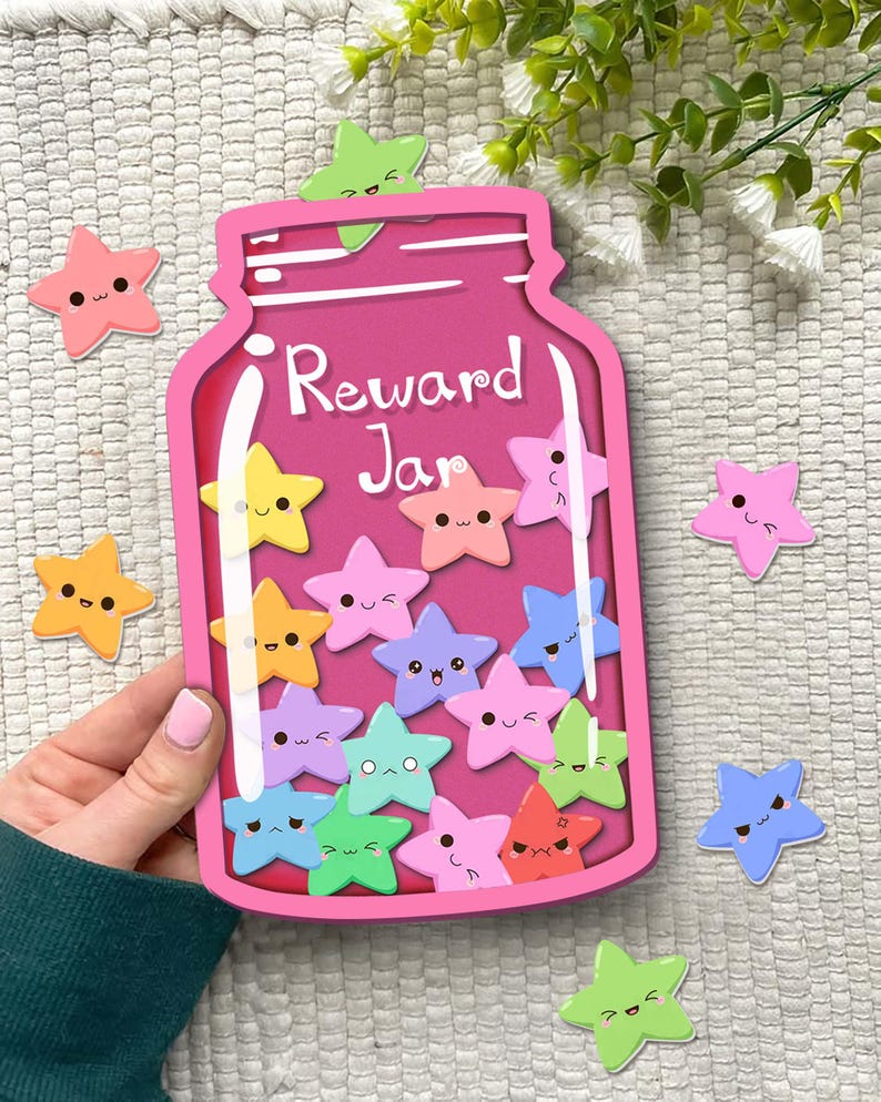 Custom Reward Jar for Kids, Personalized Star Token Behavior Chart ...