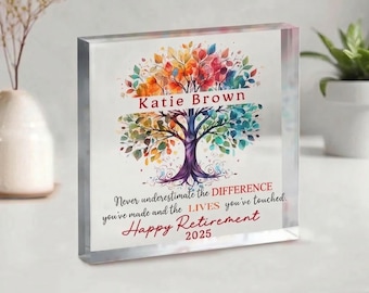 Never Underestimate the Difference You Made and the Lives You Touched, Personalized Retirement Gift, Appreciation, Employee, Acrylic Plaque