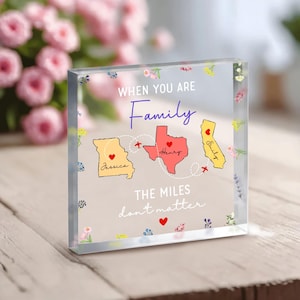 Cadeau familial interurbain, cadeau personnalisé d'un État à l'autre pour les membres de la famille, cadeau que les miles ne comptent pas, cadeau souvenir de famille personnalisé pour les parents