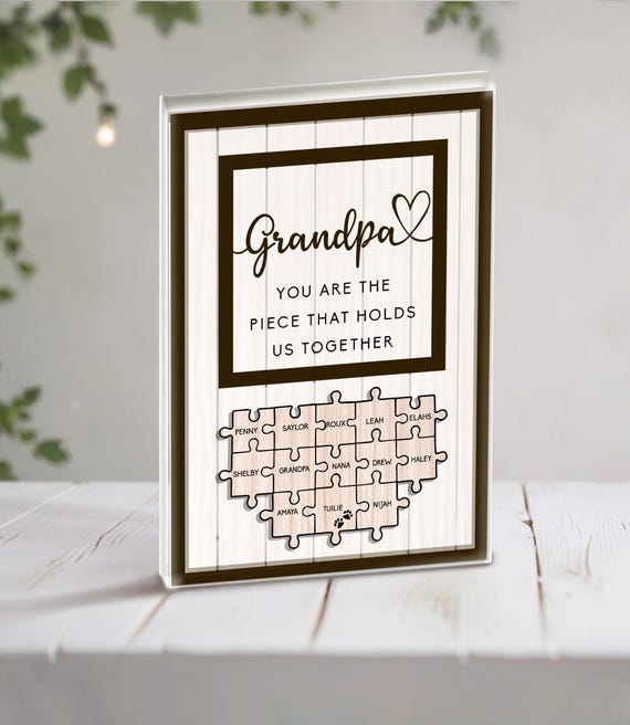 Personalized Fathers Day Puzzle Sign, Dad Puzzle Plaque, Fathers