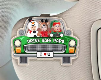 Regalo de Navidad personalizado para papá, clip de visera con foto infantil personalizado para papá, clip de visera, regalo para conducir con seguridad, accesorios para el coche del Día del Padre