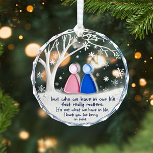 2D plat aangepaste vriendschap zeeglas ornament, beste vrienden kerstcadeau, cadeau voor besties BFF, kerstboomdecor, tijdloze vriendschap