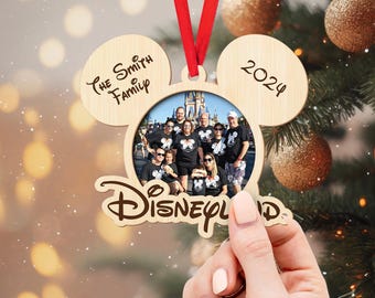 Personalized Photo Disney Family Trip Ornament, Disney Trip Family Photo Ornament, Family Christmas Gift, Custom Family Photo Gift