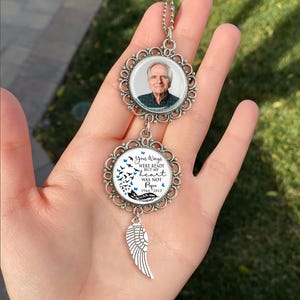 Personalized Memorial Car Charm with Photo, Rearview Mirror Ornament for Loss of Dad Grandpa, Custom In Loving Memory Gift, Bereavement Gift