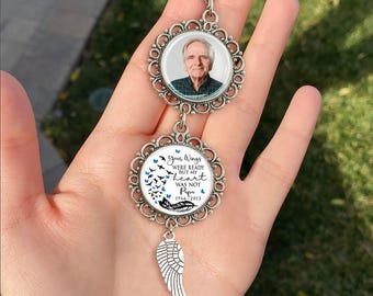 Personalized Memorial Car Charm with Photo, Rearview Mirror Ornament for Loss of Dad Grandpa, Custom In Loving Memory Gift, Bereavement Gift