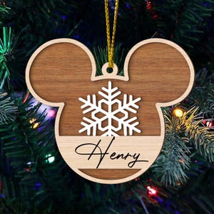 Personalized Minnie and Mickey Mouse Christmas Ornament, Disney Christmas Tree Decoration Gifts, Custom Name Ornament Gift For Kids