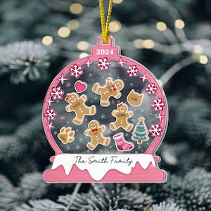 Personalized Gingerbread Family Christmas Ornament, Custom Family Ornament 2024, 4D Customized Ornament, Perfect Batch Christmas Ornament