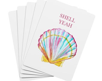 Baraja de cartas personalizadas Shell Yeah – Baraja con monograma personalizado y diseño de conchas marinas