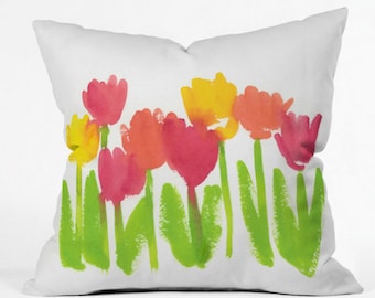 Bright Tulips Indoor Throw Pillow