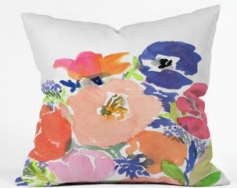 Floral Frenzy Outdoor Throw Pillow