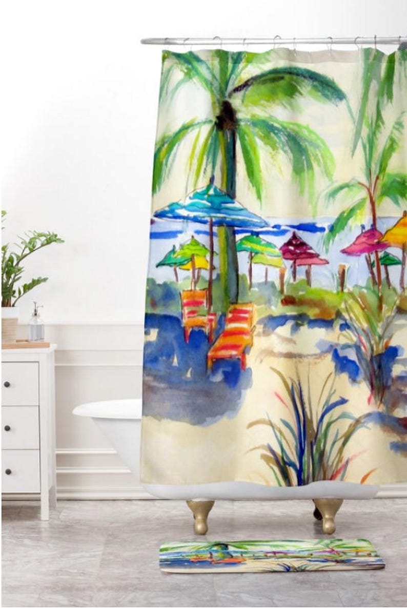 Caribbean Time Shower Curtain Coastal Bath image 2