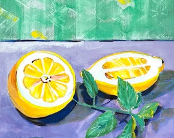 Original Watercolor Painting, Cocktail with Lemon Refresher