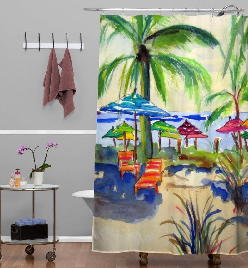 Caribbean Time Shower Curtain Coastal Bath image 3
