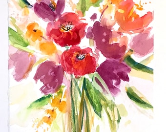 11x14 Floral Watercolor Giclee Print | Colorful Giclee Art Print