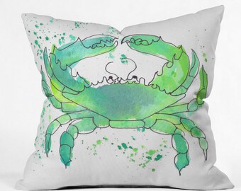 Seafoam Green Crab Throw Pillow