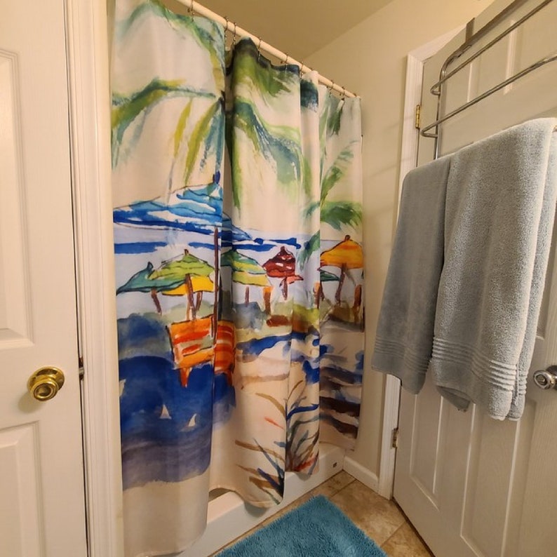 Caribbean Time Shower Curtain Coastal Bath image 5
