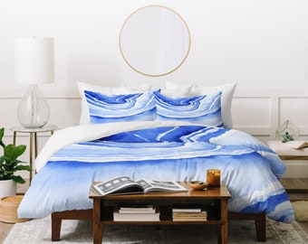 Blue Lace Agate Duvet Cover - Bedding with Optional Shams