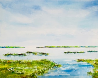 Charleston Low Country Art Print - Coastal Giclee Seascape Watercolor Marsh Painting