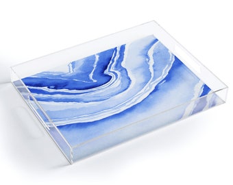 Acrylic Tray with Handles, Lucite Tray Blue Lace Agate