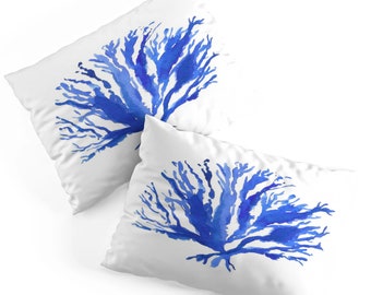 Set of 2 Coastal Pillow Shams - Beach Sea Coral