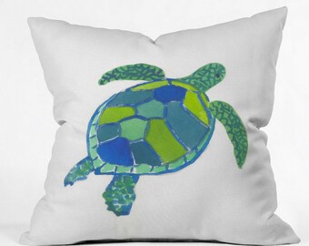 Beachy Throw Pillow, Sea Turtle