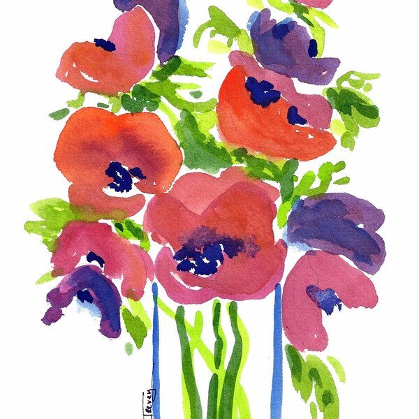 Bright Flowers - Watercolor Painting