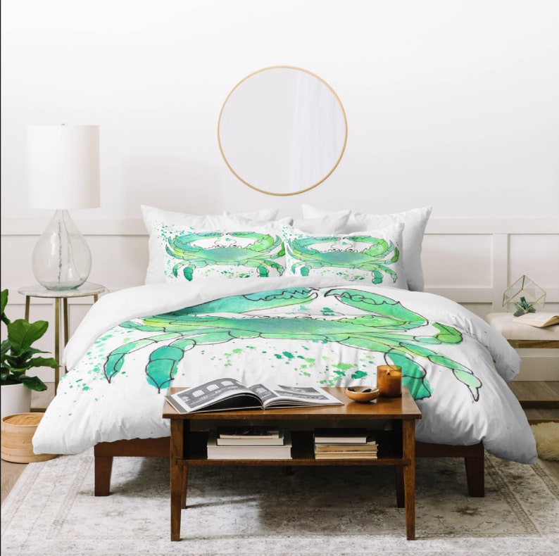 Seafoam Green Crab Duvet Cover Etsy