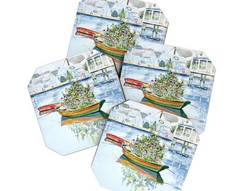 Christmas on Nantucket Coaster Set - Barware