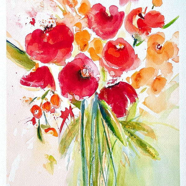 11x14 Floral Watercolor Giclee Print | Colorful Giclee Art Print