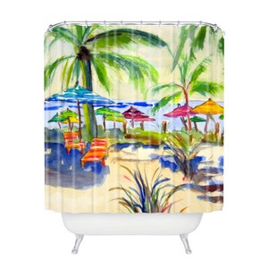 Caribbean Time Shower Curtain Coastal Bath image 1