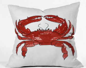 Red Crab Throw Pillow - Coastal Pillows