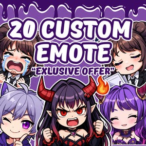 Custom Twitch Emotes or Kick Emote and Animated Emotes, Vtuber Cute Chibi Emote, Sub Emotes Anime Emote Pet Animal Emote For Any Your Stream
