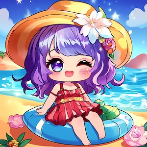 CHIBI SUMMER, Chibi Character, Custom Chibi Summer, Chibi, Fanart, High Quality Custom, Chibi Anime Art, Cute Anime Chibi, Summer Gifts