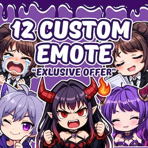 Custom Twitch Emotes or Kick Emote and Animated Emotes, Vtuber Cute Chibi Emote, Sub Emotes Anime Emote Pet Animal Emote For Any Your Stream