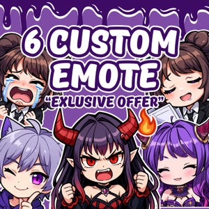 Custom Twitch Emotes or Kick Emote and Animated Emotes, Vtuber Cute Chibi Emote, Sub Emotes Anime Emote Pet Animal Emote For Any Your Stream