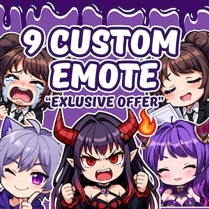 Custom Twitch Emotes or Kick Emote and Animated Emotes, Vtuber Cute Chibi Emote, Sub Emotes Anime Emote Pet Animal Emote For Any Your Stream